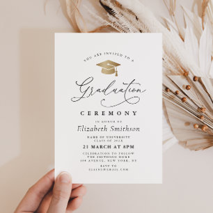 modern calligraphy script graduation ceremony invitation