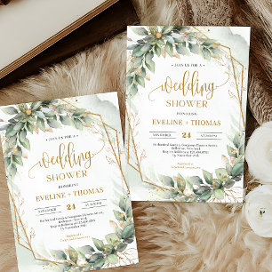 Modern calligraphy script greenery Wedding Shower Invitation