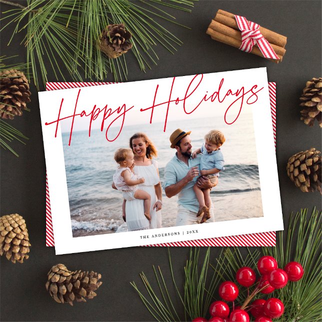 Modern Calligraphy Script Happy Holiday Photo Card (Creator Uploaded)