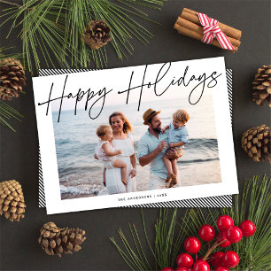 Modern Calligraphy Script Happy Holiday Photo Card