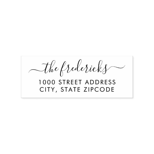 Modern Calligraphy Script Last Name Return Address Rubber Stamp (Imprint)