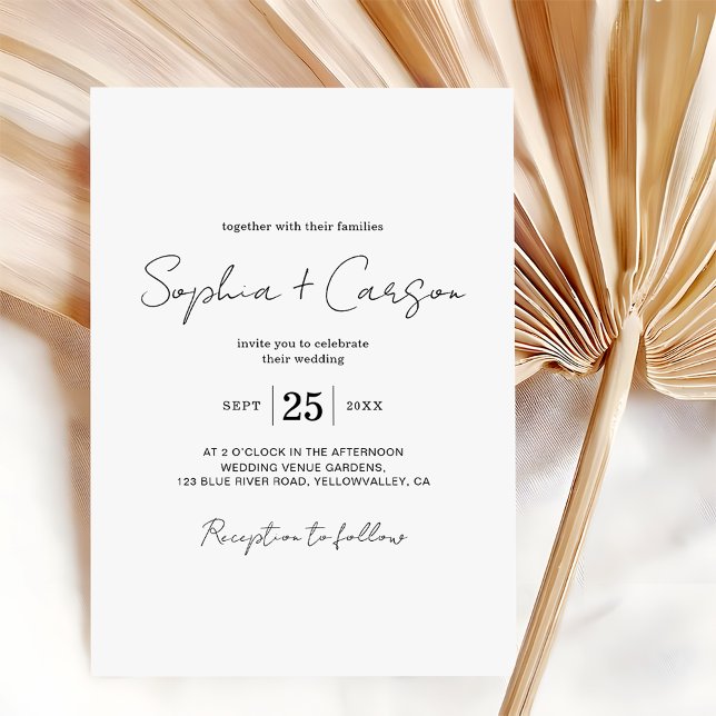 Modern Calligraphy Script Minimalist Wedding  Invitation (Creator Uploaded)