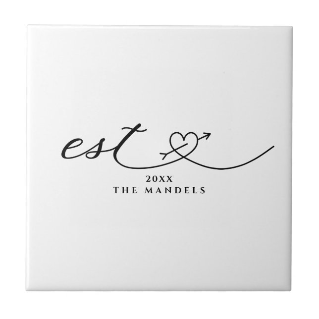 Modern Calligraphy Script Personalised  Ceramic Tile (Front)