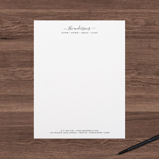Modern Calligraphy Script Personalised Family Name Custom Letterhead (Creator Uploaded)