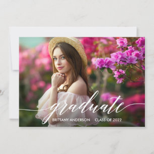 Modern Calligraphy Script Photo Graduation Announcement