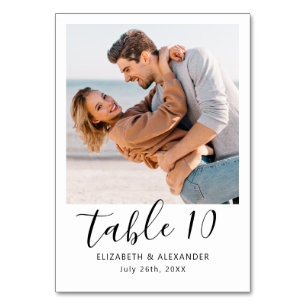 Modern Calligraphy Script Photo Wedding  Table Number
