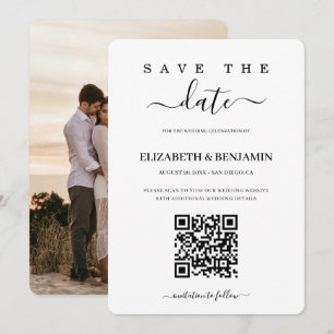 Modern Calligraphy Script QR Code Photo Save The D Date