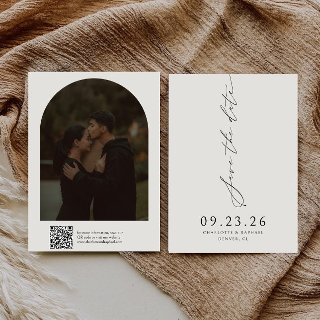 Modern Calligraphy Script QR code Wedding  Save The Date (Creator Uploaded)