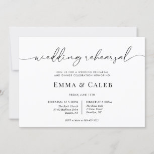 Modern Calligraphy Script Rehearsal Dinner Invitation