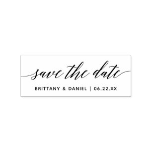 Modern Calligraphy Script Save The Date Rubber Stamp