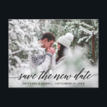 Modern Calligraphy Script Save The New Date Postcard<br><div class="desc">Modern Calligraphy Script Save The New Date Wedding Postponed New Date Announcement Couple Photo Postcard</div>
