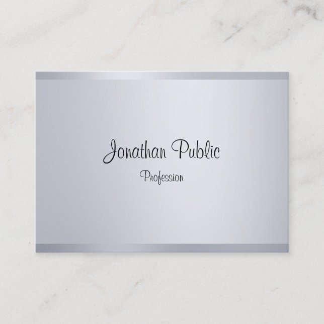 Modern Calligraphy Script Silver Look Template Business Card (Front)