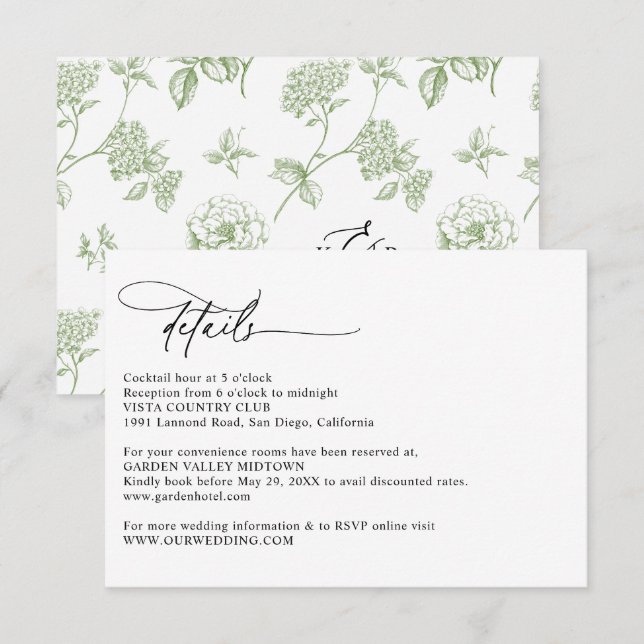Modern Calligraphy Script Simple Wedding Details Enclosure Card (Front/Back)