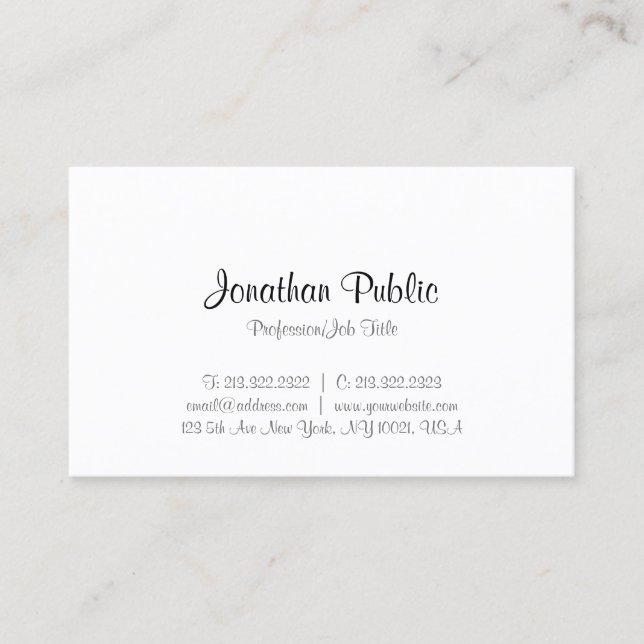 Modern Calligraphy Script Text Minimalist Template Business Card (Front)