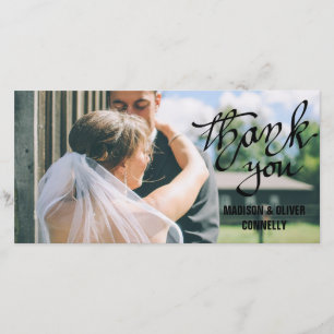 Modern Calligraphy Script Thank You Wedding Card