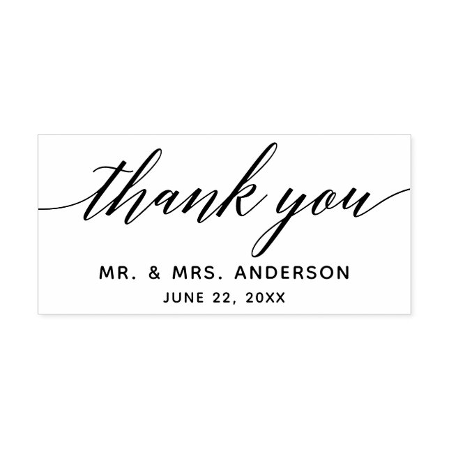 Modern Calligraphy Script Thank You Wedding Rubber Stamp (Imprint)