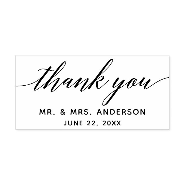 Modern Calligraphy Script Thank You Wedding Self-inking Stamp (Design)