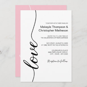 Modern Calligraphy Script Wedding Black and white Invitation