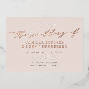 Modern Calligraphy Script Wedding Blush Rose Gold