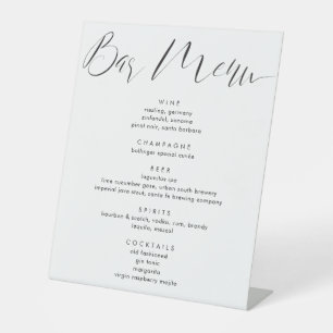 Modern Calligraphy Script Wedding Drinks Menu Pedestal Sign