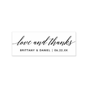 Modern Calligraphy Script Wedding Love and Thanks Rubber Stamp