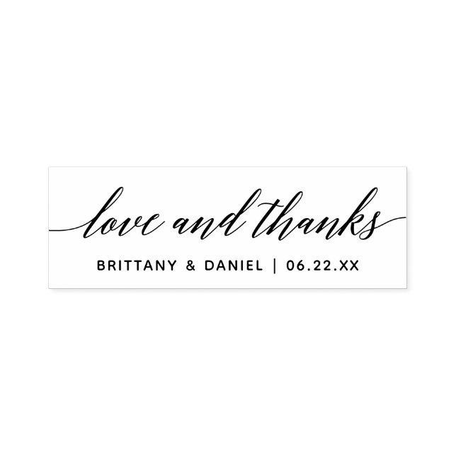 Modern Calligraphy Script Wedding Love and Thanks Self-inking Stamp (Design)