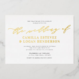 Modern Calligraphy Script Wedding White + Gold
