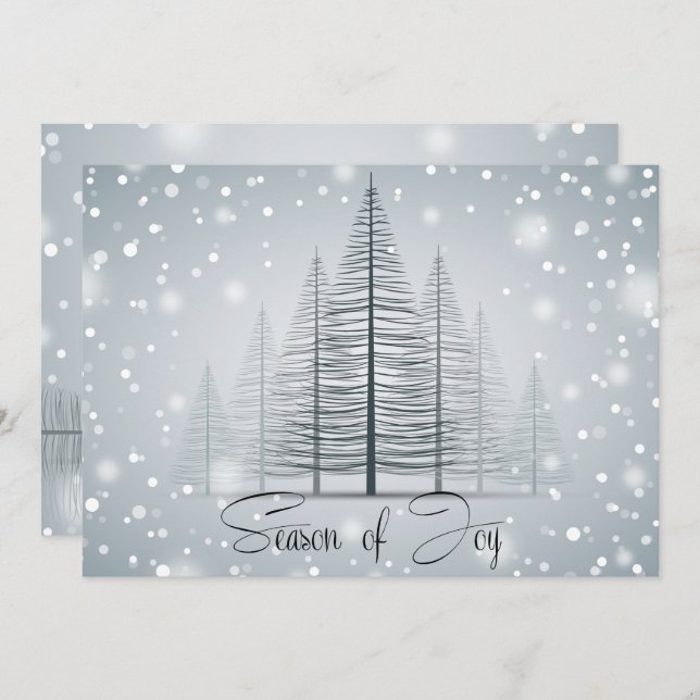 Modern Calligraphy Season of Joy Winter Trees Invitation (Front/Back)