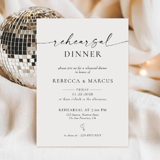 Modern Calligraphy Simple Rehearsal Dinner Invitation