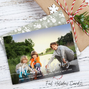 Modern Calligraphy Single Photo Foil Holiday Card