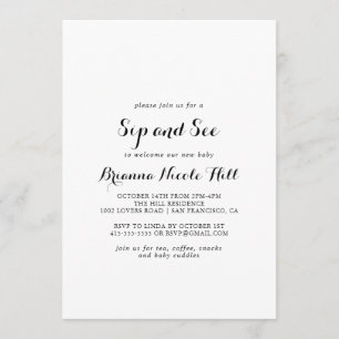 Modern Calligraphy Sip and See Invitation