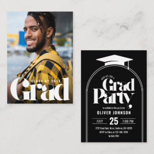 Modern Calligraphy Small Photo Graduation Party Enclosure Card