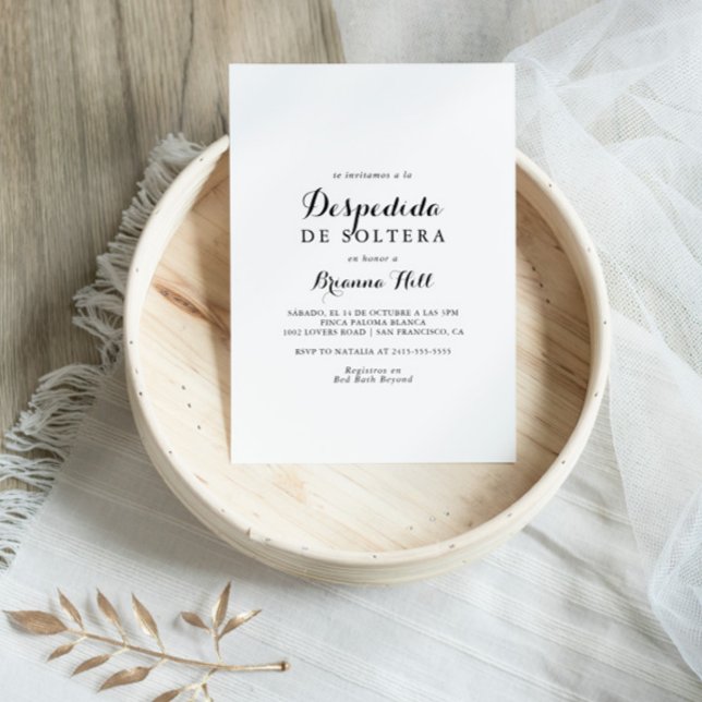 Modern Calligraphy Spanish Bridal Shower Invitation (Creator Uploaded)