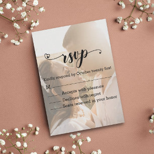 modern calligraphy stylish photo rsvp wedding card