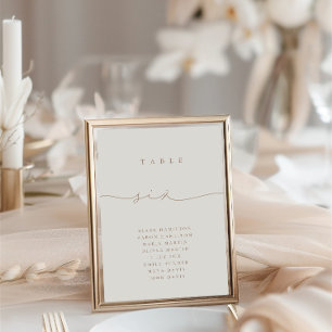 Modern Calligraphy Taupe & Ivory Six Table Number
