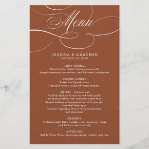 Modern Calligraphy Terracotta boho wedding Menu