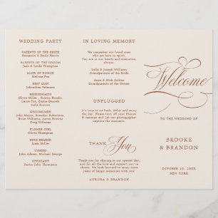 Modern Calligraphy Terracotta Boho Wedding Program