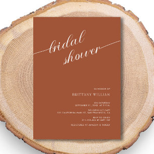 Modern Calligraphy Terracotta Bridal Shower Invitation