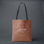 Modern calligraphy terracotta Mother of the Bride Tote Bag<br><div class="desc">A timeless and elegant mother of the bride gift tote bag featuring refined calligraphy script on a classic background,  perfect for a formal and sophisticated wedding celebration. For customisation or additional products featuring this design,  please feel free to contact me.</div>