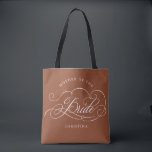 Modern calligraphy Terracotta Mother of the Bride Tote Bag<br><div class="desc">A timeless and elegant mother of the bride gift tote bag featuring refined calligraphy script on a classic background,  perfect for a formal and sophisticated wedding celebration. For customisation or additional products featuring this design,  please feel free to contact me.</div>