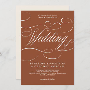 Modern calligraphy terracotta QR code wedding Invitation