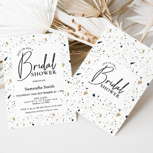 Modern Calligraphy Terrazzo Bridal Shower Invitation