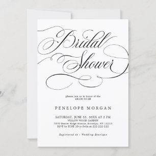Modern calligraphy timeless black Bridal Shower Invitation