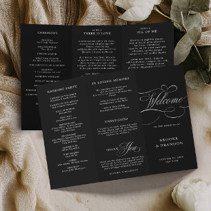 Modern calligraphy timeless black  wedding Program