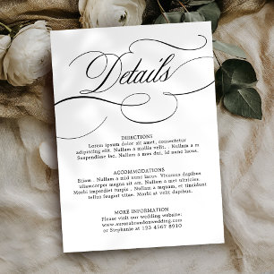 Modern calligraphy timeless Black white wedding Enclosure Card