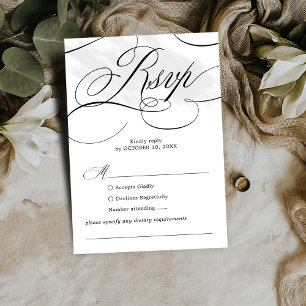 Modern calligraphy timeless Black white wedding RSVP Card