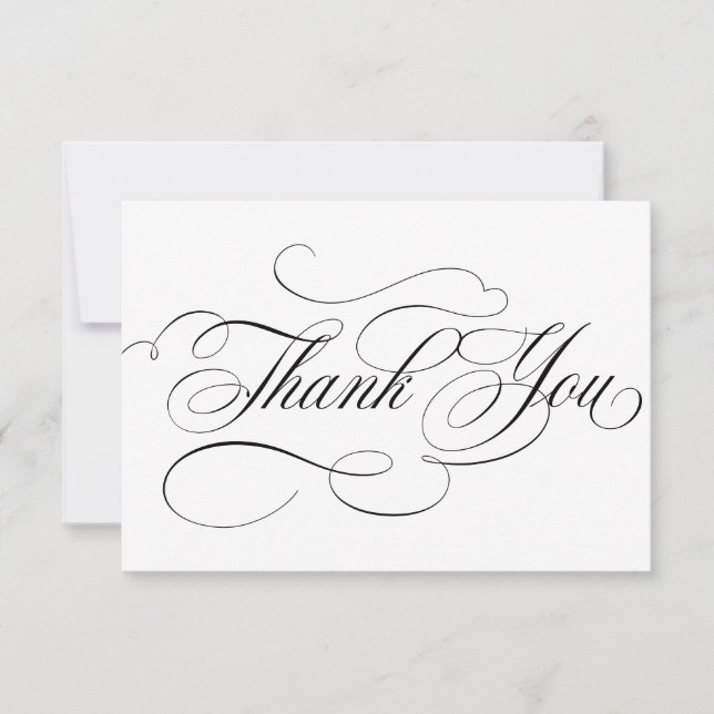 Modern calligraphy timeless Black & white wedding Thank You Card (Front)