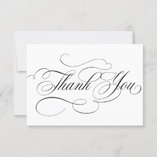 Modern calligraphy timeless Black & white wedding Thank You Card