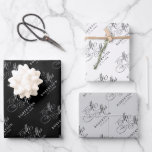 Modern calligraphy timeless black & white wedding wrapping paper sheet<br><div class="desc">A timeless and elegant wedding wrapping paper sheet featuring refined calligraphy script on a classic background,  perfect for a formal and sophisticated wedding celebration. For customisation or additional products featuring this design,  please feel free to contact me.</div>