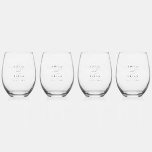 Modern calligraphy timeless brideamaid wedding stemless wine glass